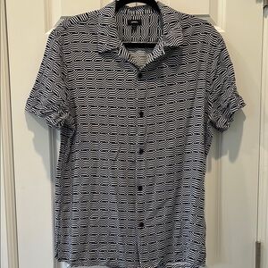 Express Black and White Casual Button Down Shirt